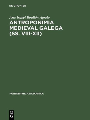 cover image of Antroponimia medieval galega (ss. VIII–XII)
